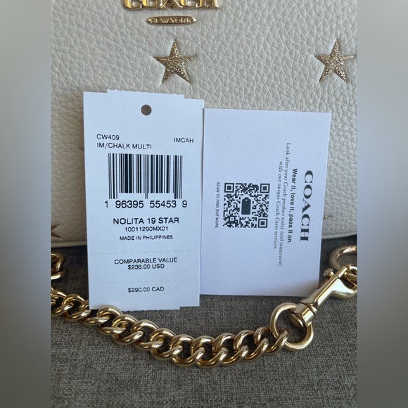 NWT！COACH NOLITA 19 WITH STAR PRINT (COACH CW409) GOLD/CHALK MULTI